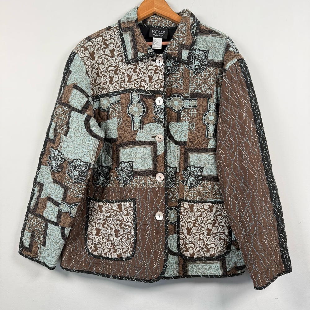 Koos Women's 100% Silk Patchwork Utility Jacket, Size L, Gorgeous!